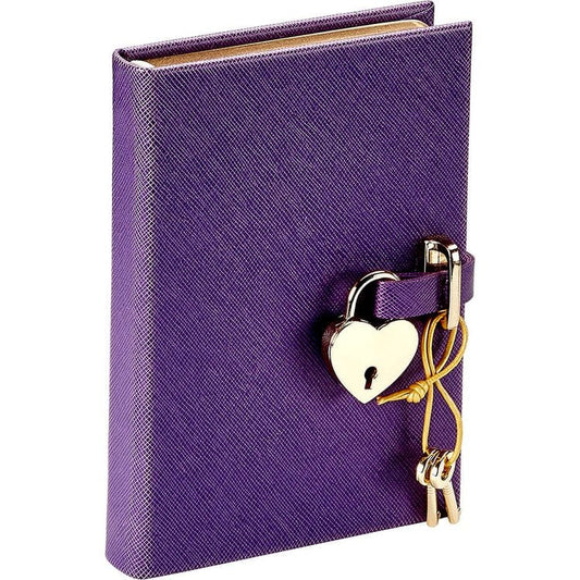 Graphic Image - Heart Lock Journal in Purple Saffiano Leather - Books