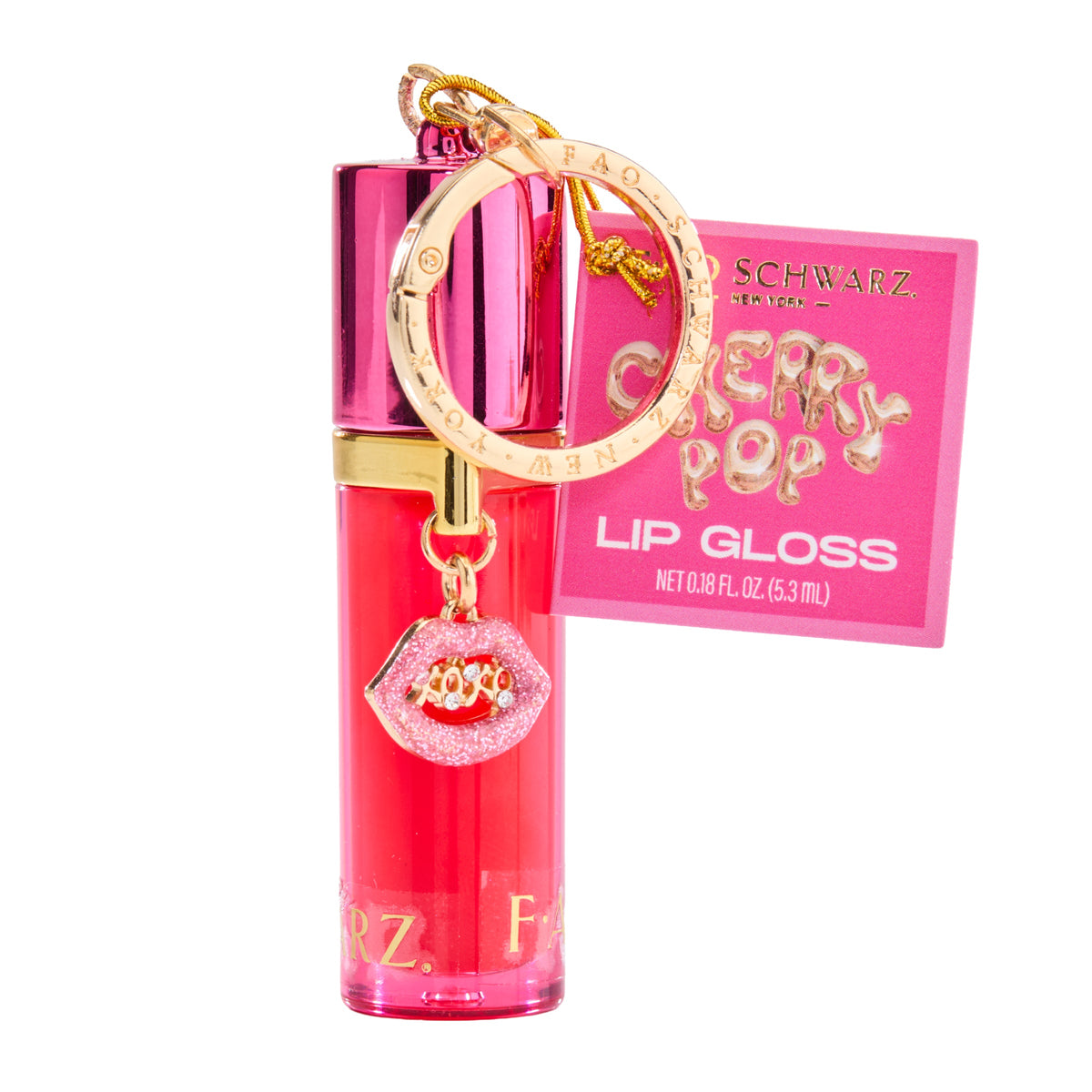 FAO Schwarz - Lip Gloss Keychain – Cherry Pop - Fashion Activity and Roleplay