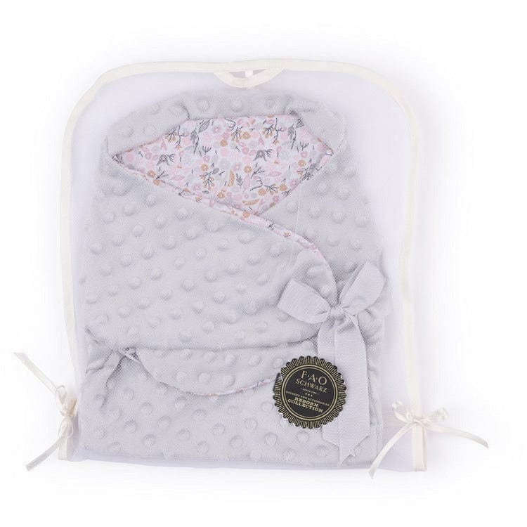 FAO Schwarz - My FAO Doll Swaddle - Grey Dots & Flowers - My FAO Doll