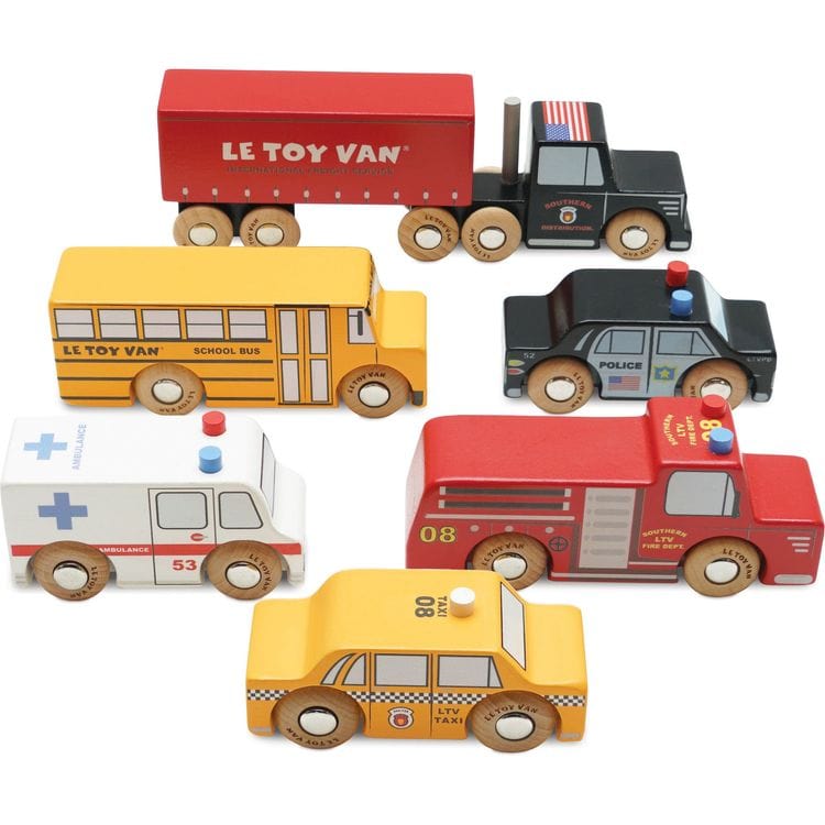 Le Toy Van - New York Wood Toy Car Set - 7 Piece - Preschool
