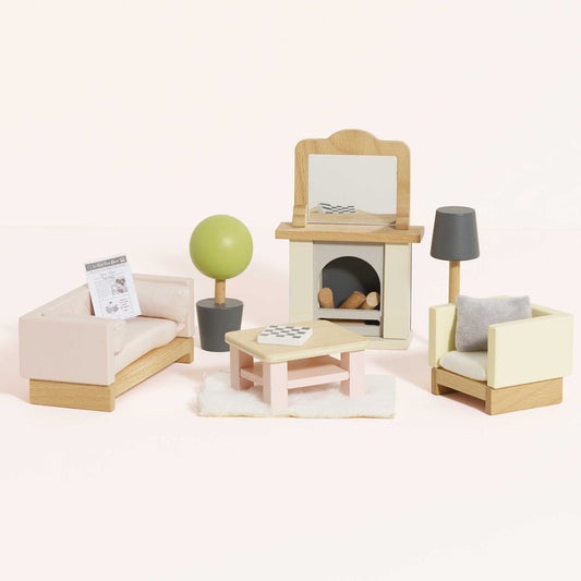 Le Toy Van - Wooden Dollhouse Living Room Furniture Set - 19 Pieces - Dolls