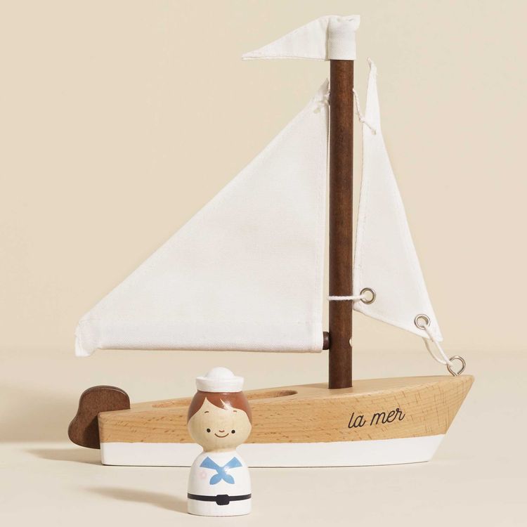 Le Toy Van - Wooden Sailing Boat & Captain - Preschool