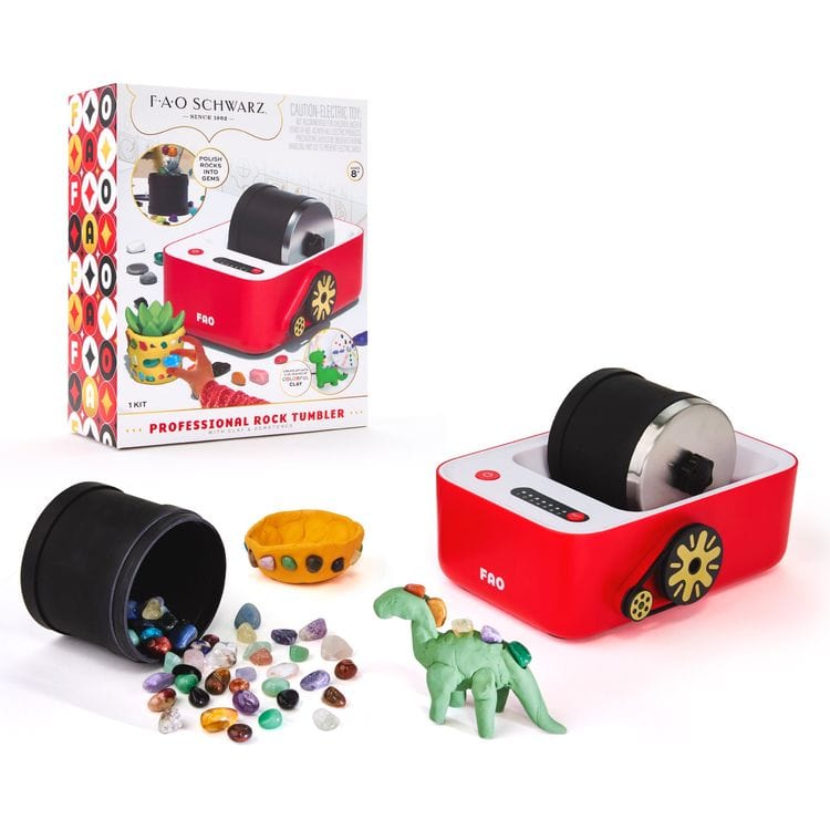 FAO Schwarz - 22 Piece Professional Rock Tumbler with Clay & Gemstones - STEM