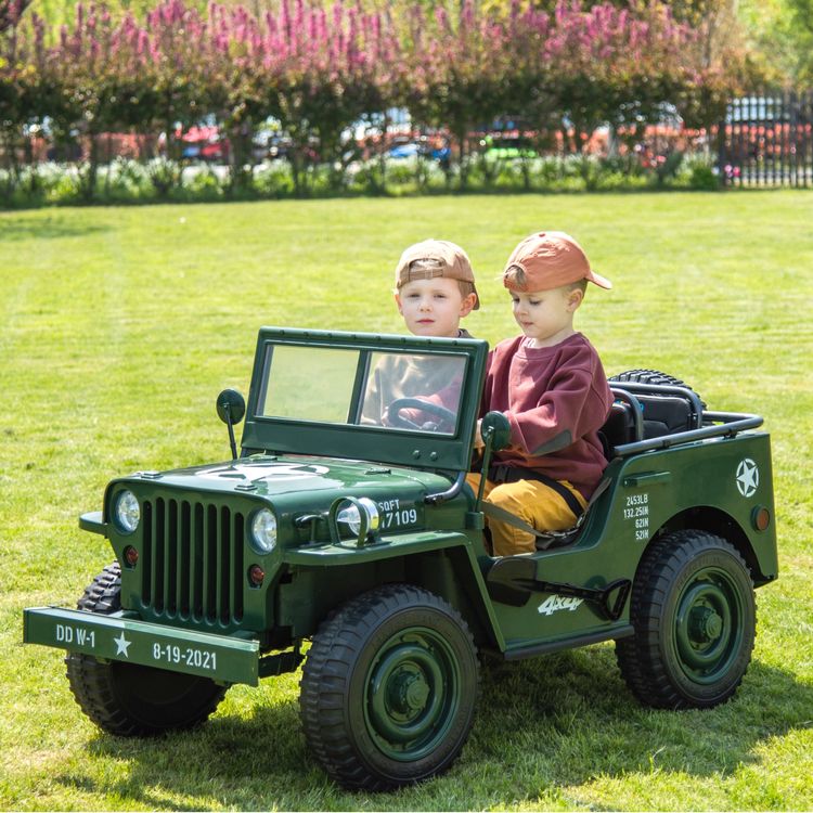 Freddo - 24V Military Jeep 3-Seater Electric Ride On - Outdoor