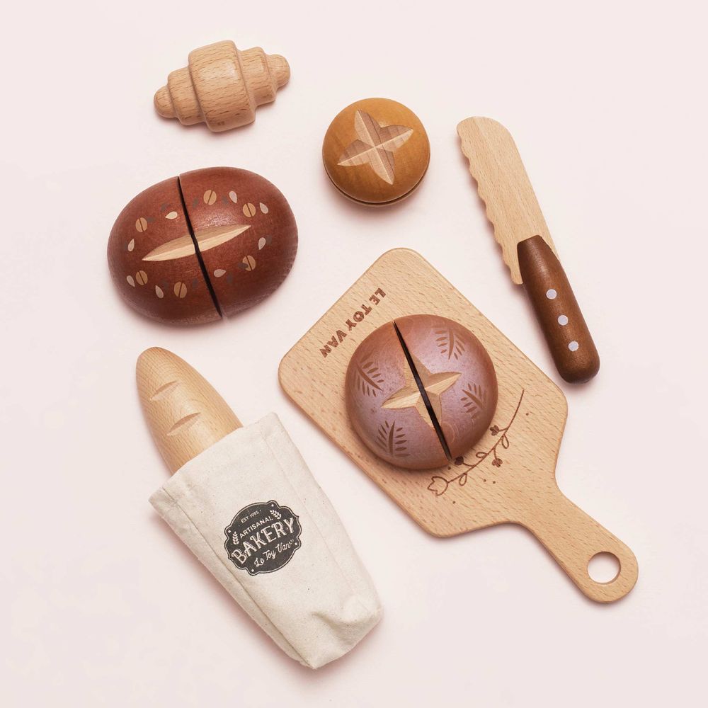 Le Toy Van - Artisan Bread and Knife Pretend Play Set - Preschool