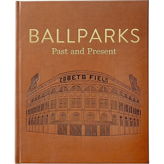 Graphic Image - "Ballparks Past and Present" Book in Tan Bonded Leather - Books