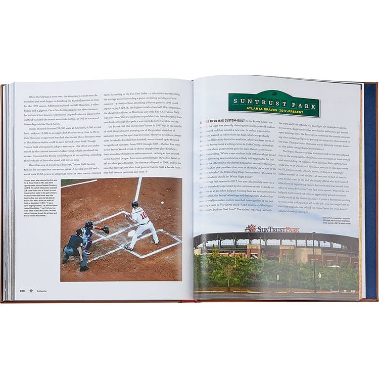 Graphic Image - "Ballparks Past and Present" Book in Tan Bonded Leather - Books