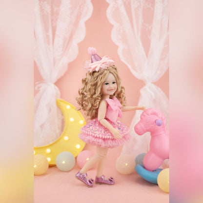 Ruby Red Fashion Friends - Birthday Siblies Doll - Fair Skin, Pink Dress - Dolls