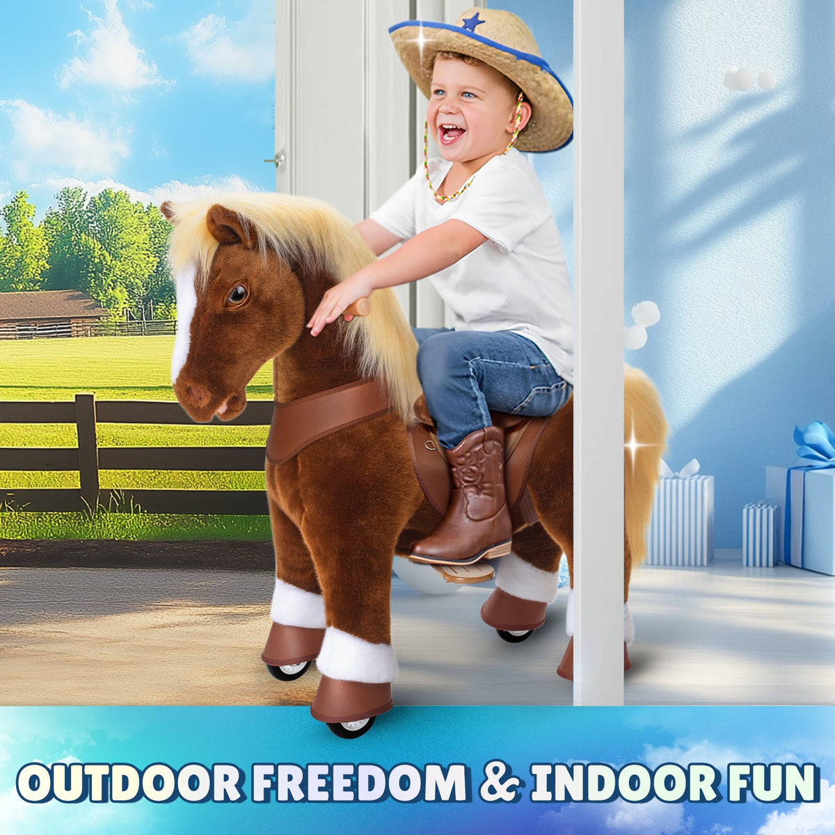 PonyCycle, Inc. - Brown Horse Model Y Ride on Toy - 3-4 Years - Preschool