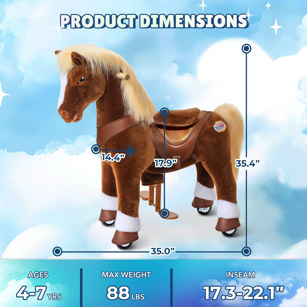 PonyCycle, Inc. - Brown Horse Model Y Ride on Toy - 4-7 Years - Outdoor