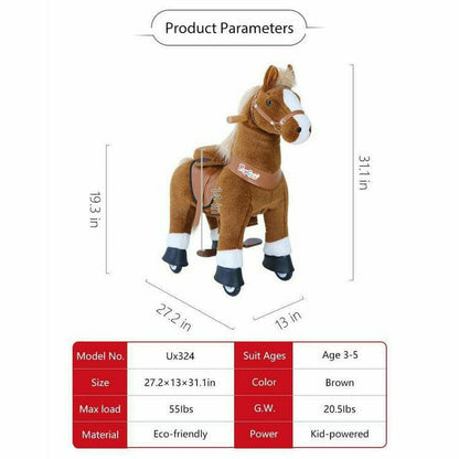 PonyCycle, Inc. - Brown Model U Ride-On Horse - 3-4 Years - Plush