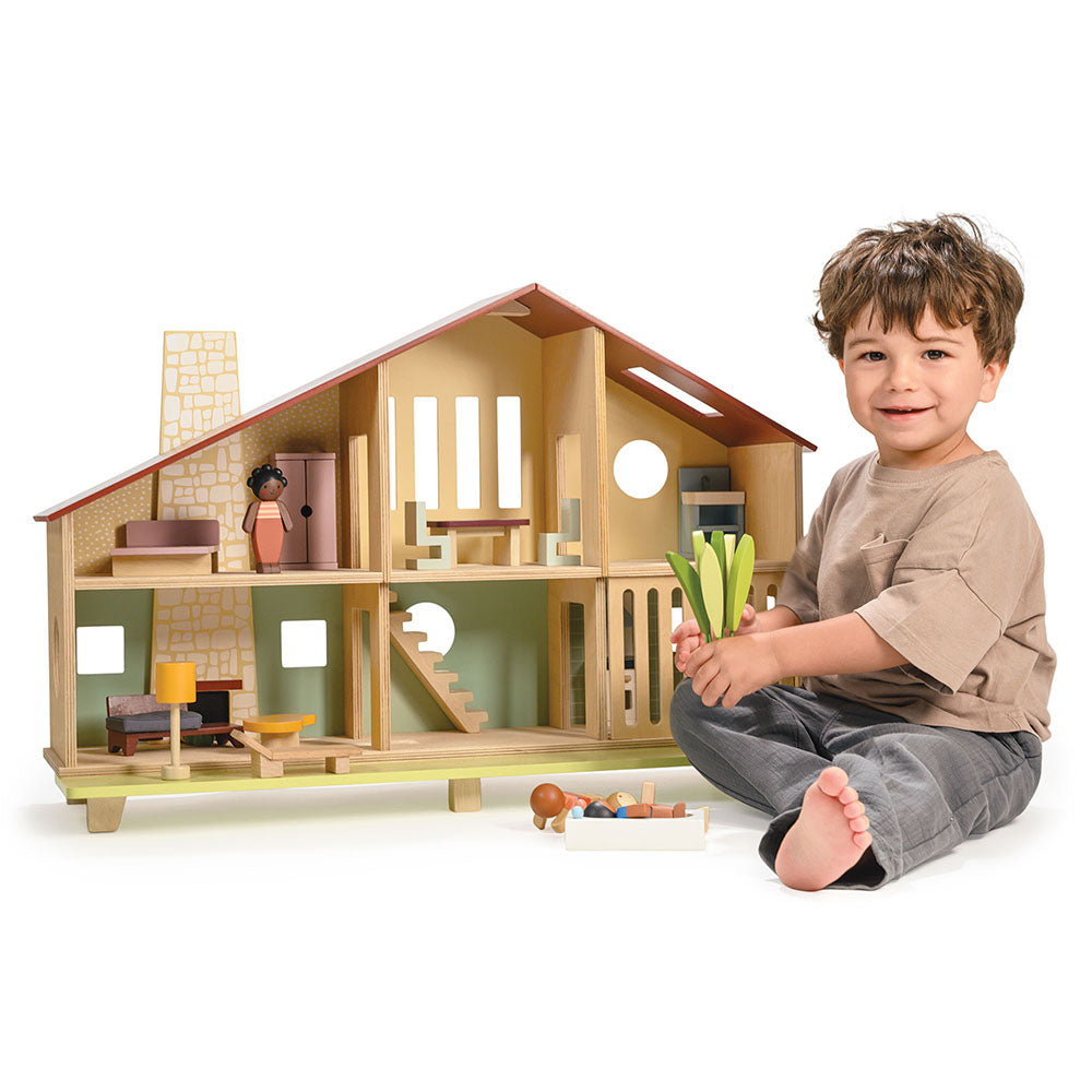 Mentari - Cedar Chalet Dollhouse with Furniture - Dolls