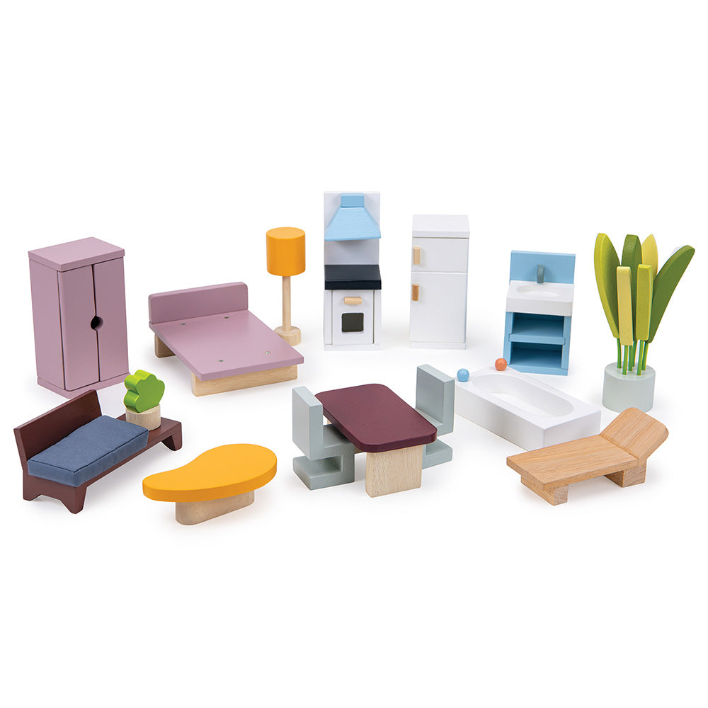 Mentari - Cedar Chalet Dollhouse with Furniture - Dolls