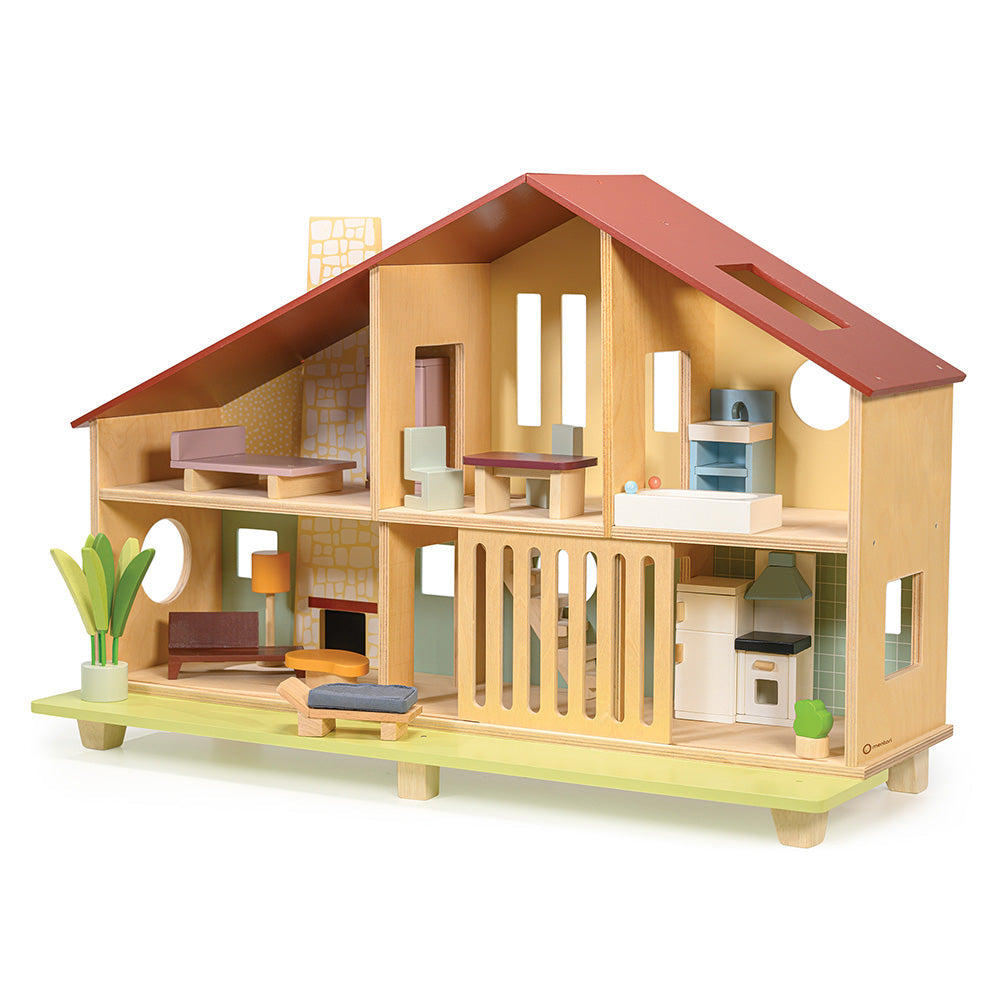 Mentari - Cedar Chalet Dollhouse with Furniture - Dolls