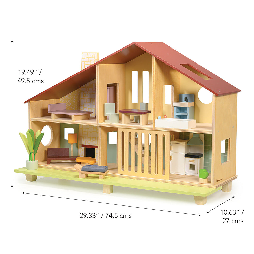 Mentari - Cedar Chalet Dollhouse with Furniture - Dolls