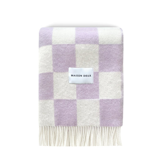 Maison Deux - Checkerboard Blanket - Lilac/White - Room Decor