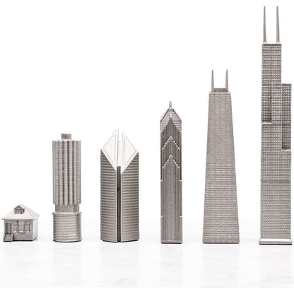 Skyline Chess - Chicago Edition Stainless Steel Chess Set with Wood Map Board - Games