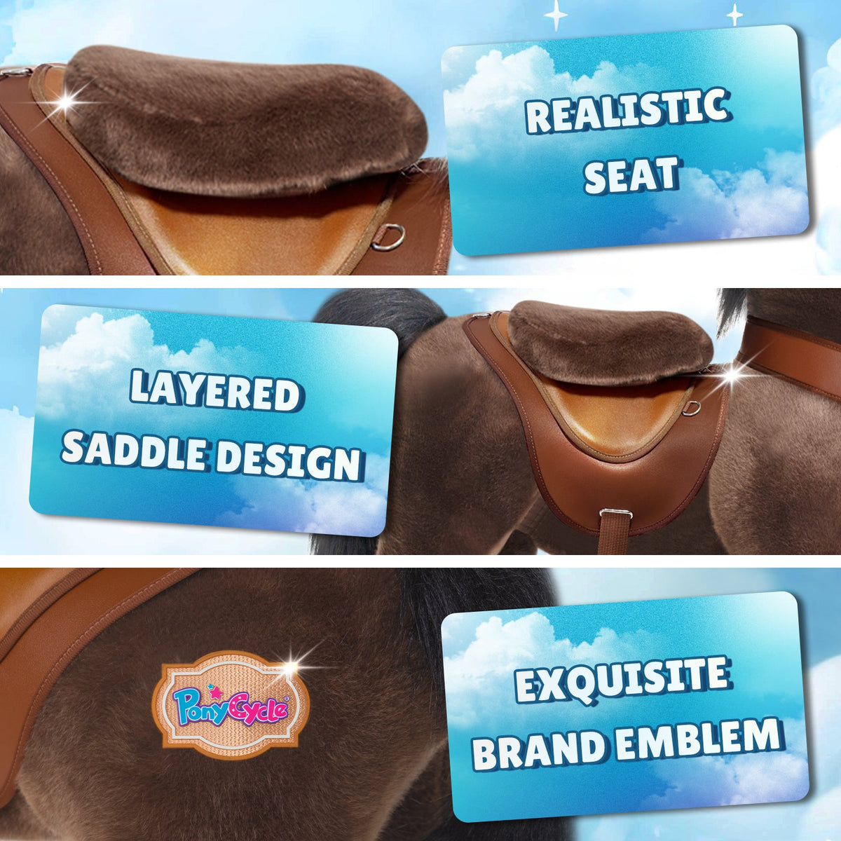 PonyCycle, Inc. - Chocolate Brown Model Y Horse Ride on Toy - 4-7 Years - Outdoor