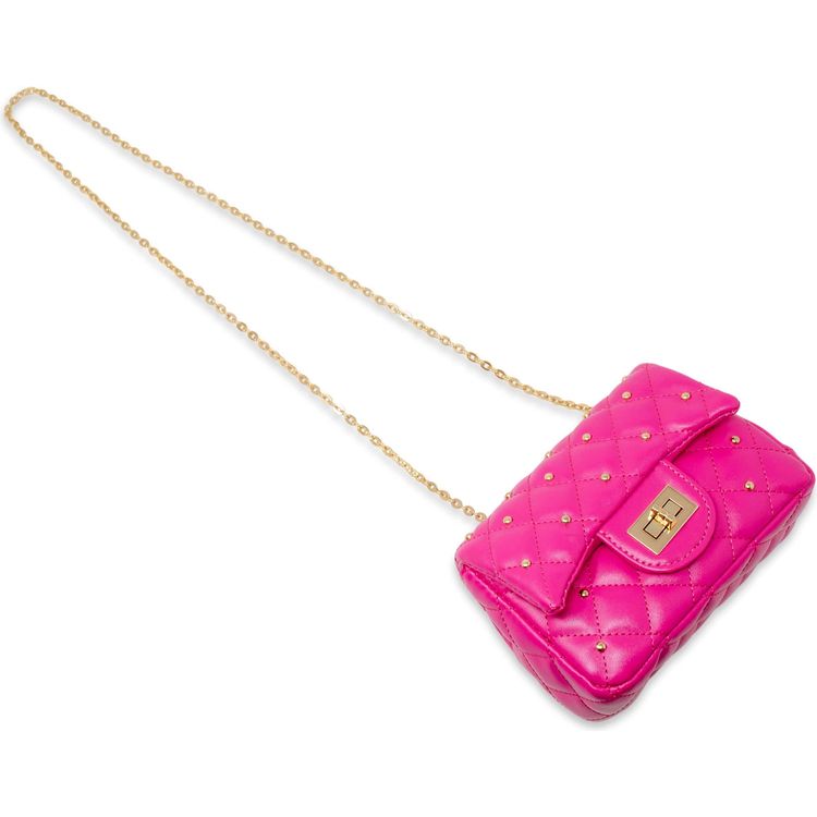 Zomi Gem - Classic Quilted Stud Mini Bag - Hot Pink - Trend Accessories
