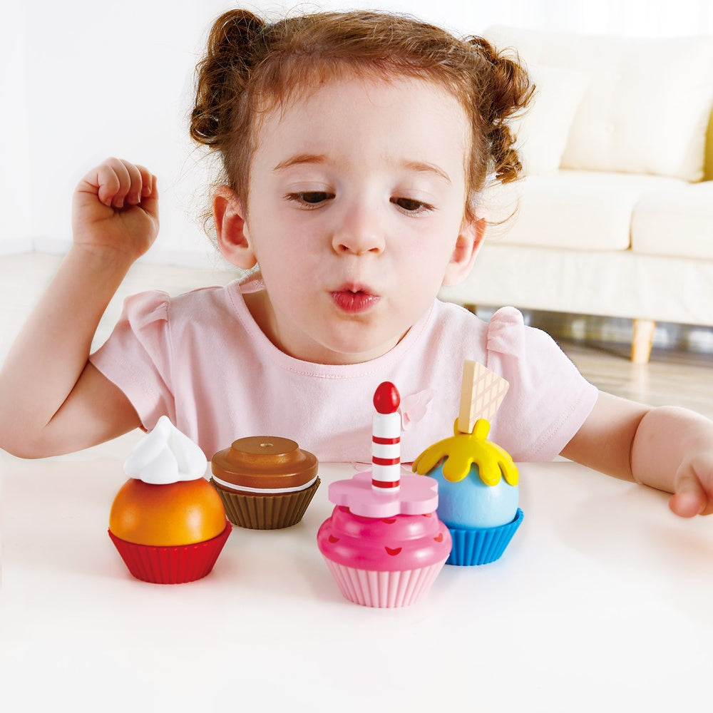 Hape - Colorful Wooden Cupcakes Pretend Play Food Kitchen Toy - Preschool