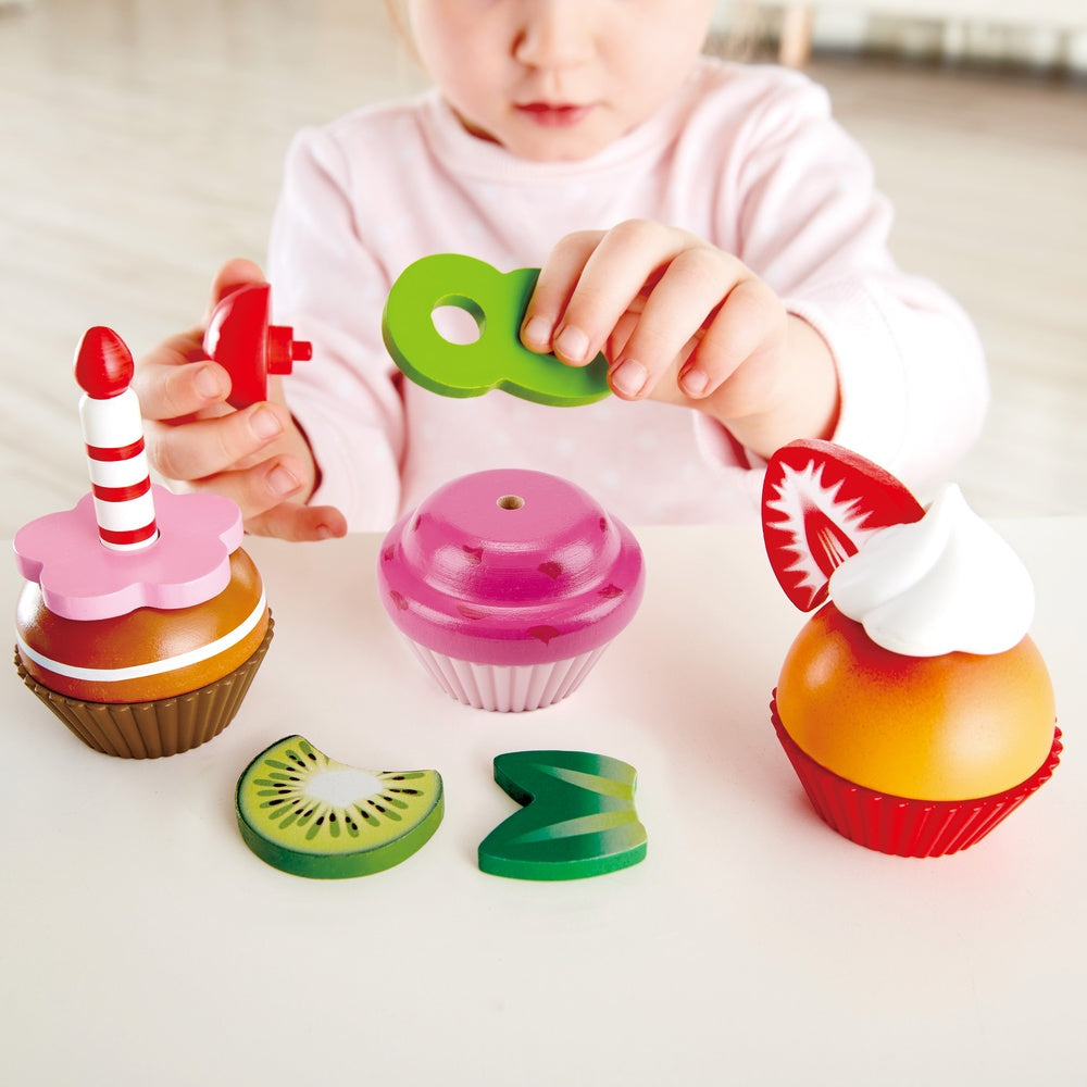 Hape - Colorful Wooden Cupcakes Pretend Play Food Kitchen Toy - Preschool