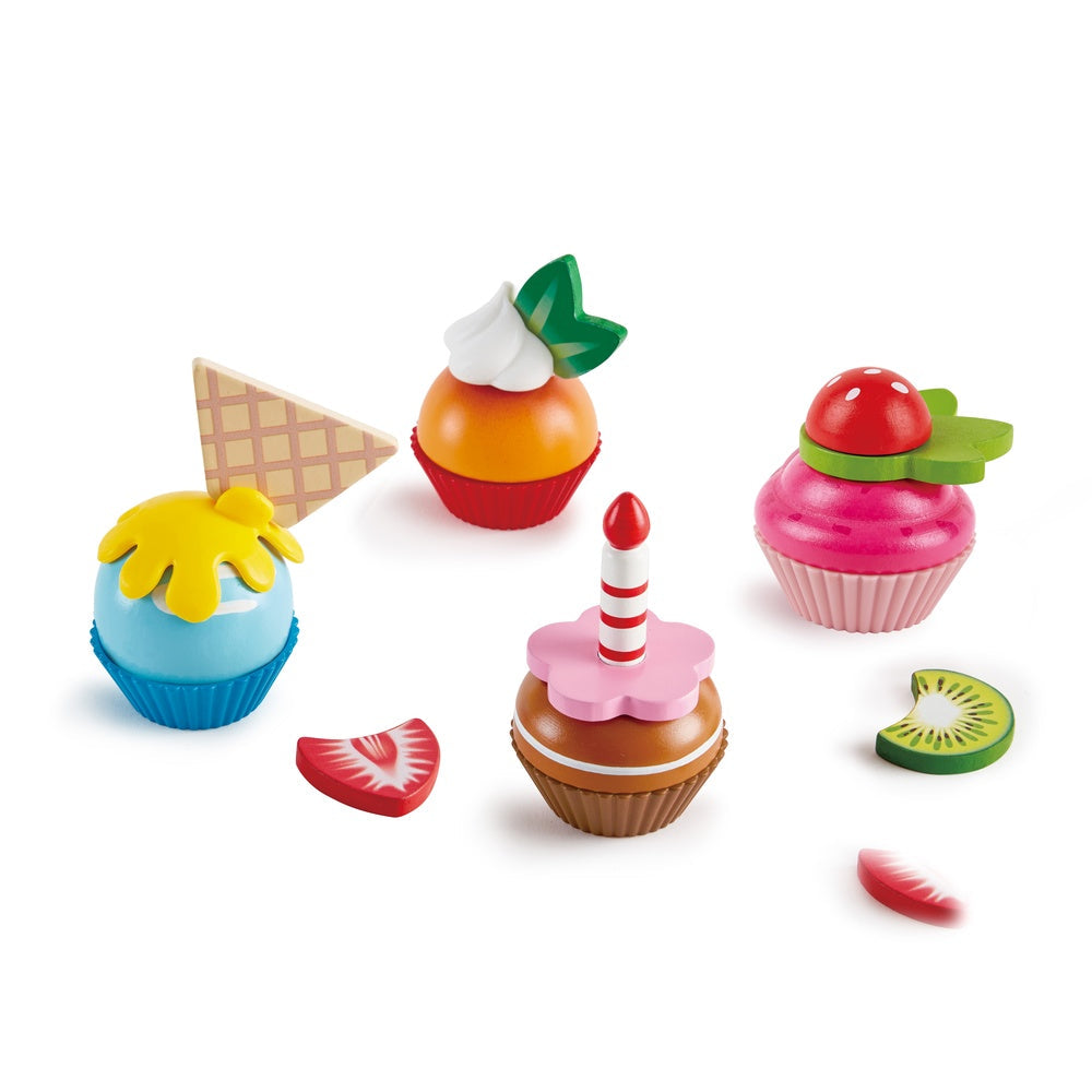 Hape - Colorful Wooden Cupcakes Pretend Play Food Kitchen Toy - Preschool