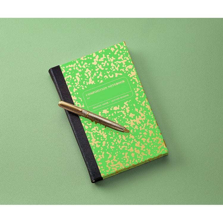 Graphic Image - Composition Notebook in Neon Green/Gold Leather - Books
