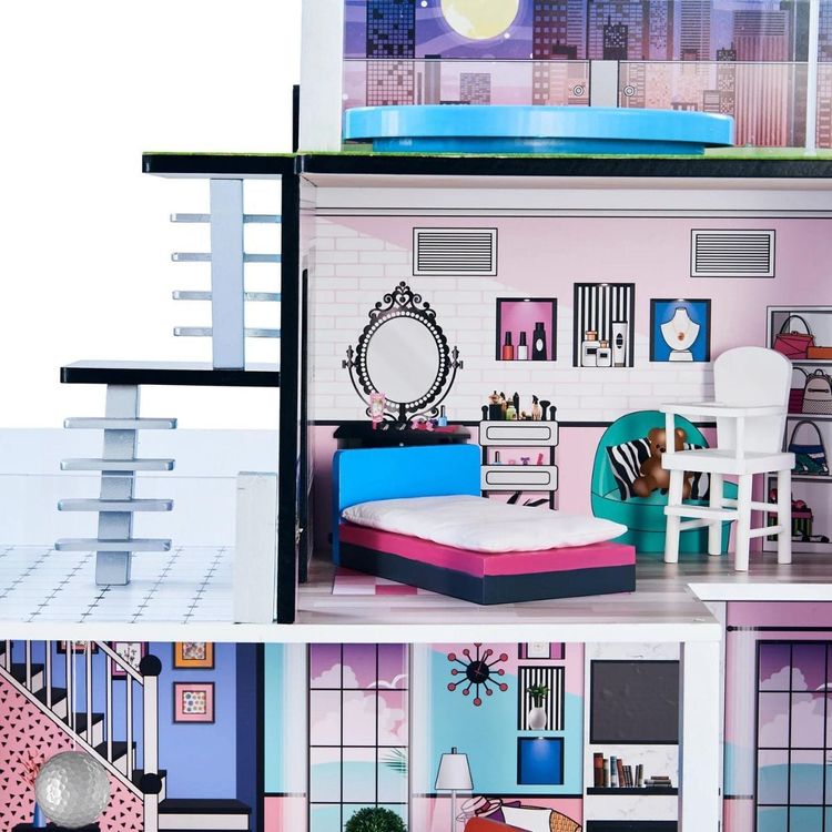 Teamson Kids - Dreamland Barcelona Dollhouse - Turquoise/Black - Preschool