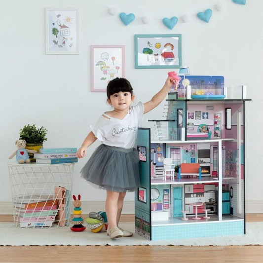 Teamson Kids - Dreamland Barcelona Dollhouse - Turquoise/Black - Preschool