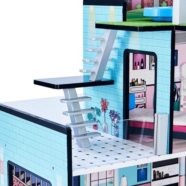 Teamson Kids - Dreamland Barcelona Dollhouse - Turquoise/Black - Preschool