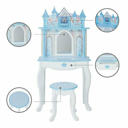 Teamson Kids - Dreamland Castle Play Vanity Set - White/Ice Blue - Room Decor