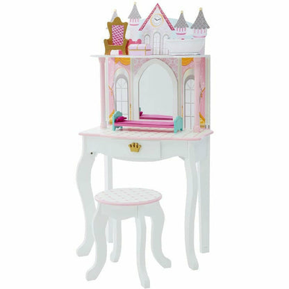 Teamson Kids - Dreamland Castle Play Vanity Set - White / Pink - Room Decor