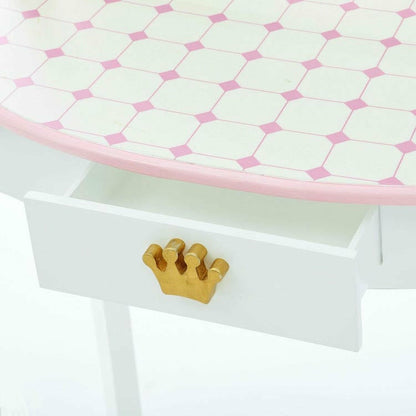 Teamson Kids - Dreamland Castle Play Vanity Set - White / Pink - Room Decor