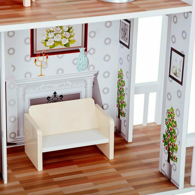Teamson Kids - Dreamland Farm House Dollhouse - White / Grey - Preschool