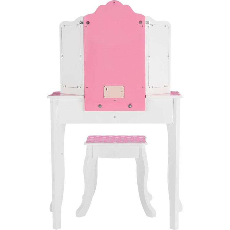 Teamson Kids - Fantasy Fields Gisele Polka Dot Kids Vanity Table & Stool with LED - Room Decor