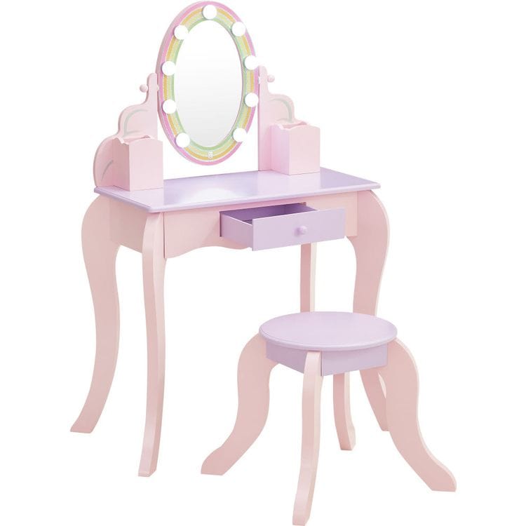 Teamson Kids - Fantasy Fields Little Princess Rapunzel Vanity with LED Mirror - Room Decor