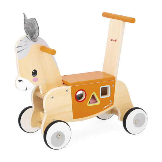 Janod - Farm Ride-On Donkey with Shape Sorter - Infants