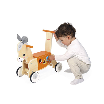 Janod - Farm Ride-On Donkey with Shape Sorter - Infants