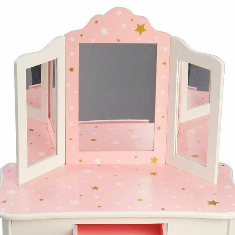 Teamson Kids - Fashion Twinkle Star Gisele Vanity Set - Pink/White - Room Decor
