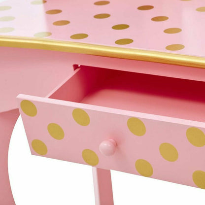 Teamson Kids - Gisele Polka Dot Vanity with Mirror & Stool - Pink - Room Decor