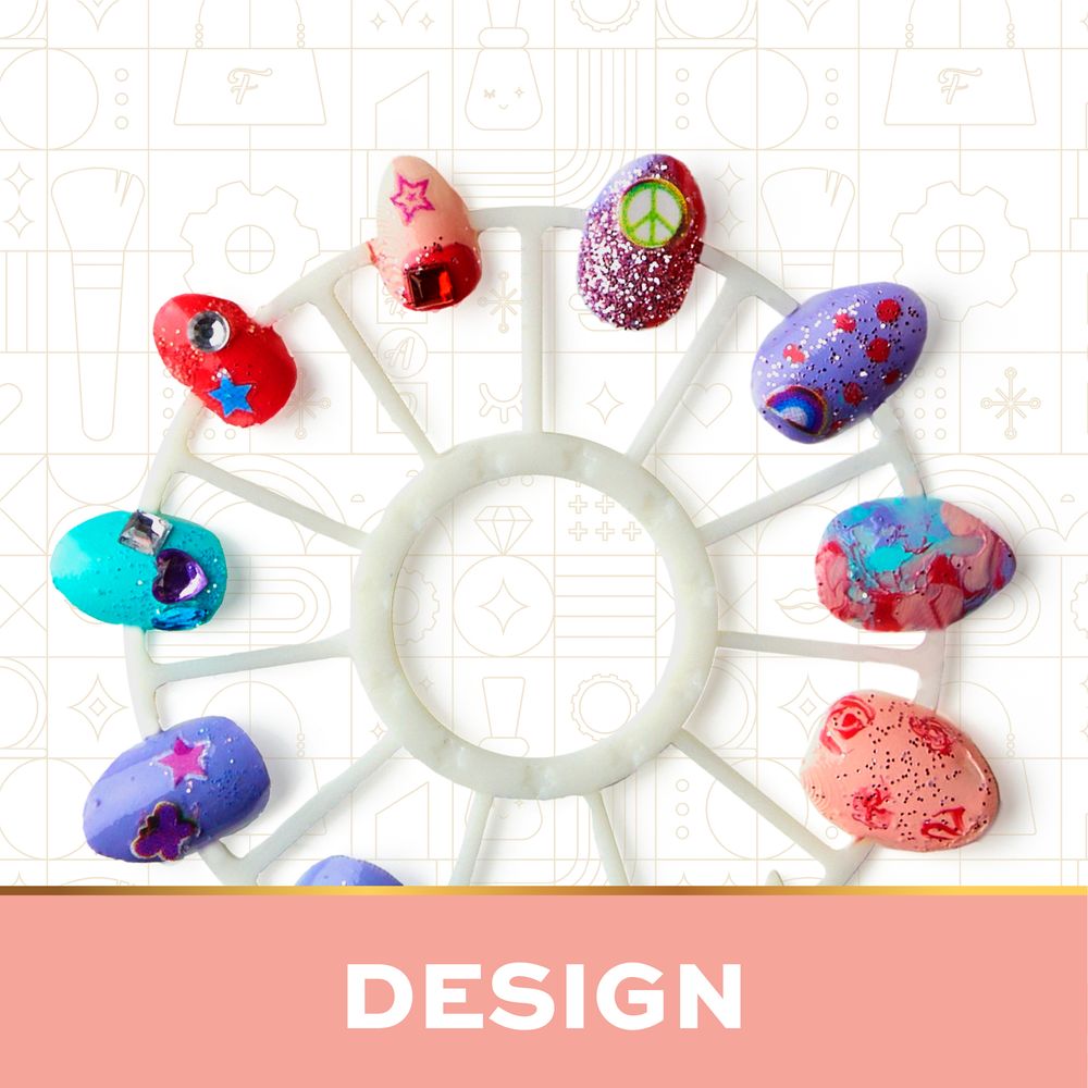 FAO Schwarz - Glitz & Glam Nail Studio Custom Press-On Nail Kit - Fashion Activity and Roleplay