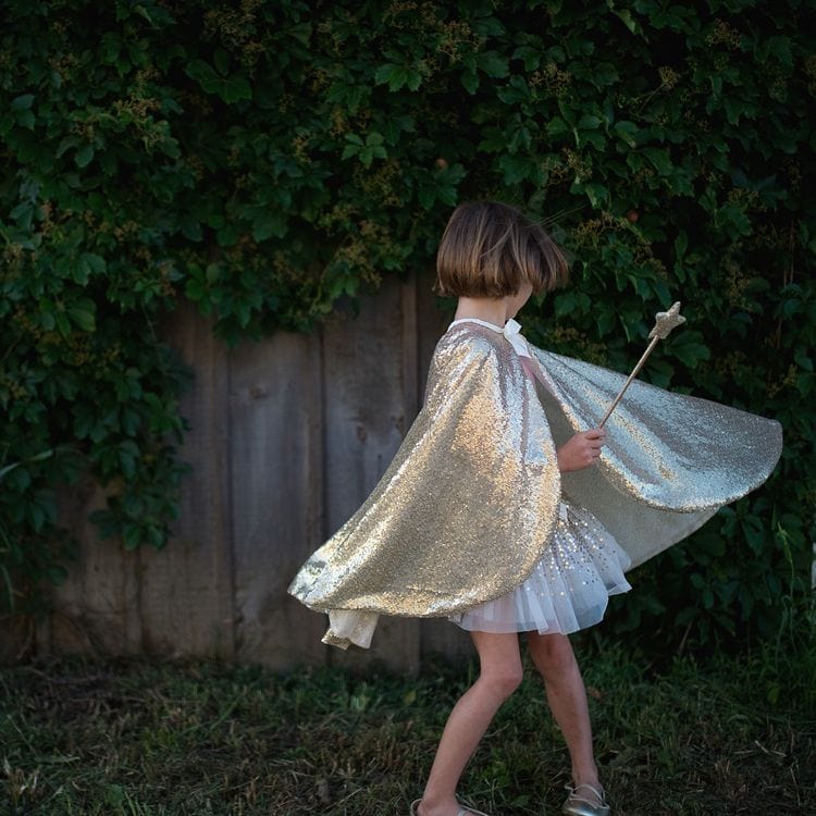 Great Pretenders - Gracious Gold Sequins Cape, Size 5-6 - Dress up