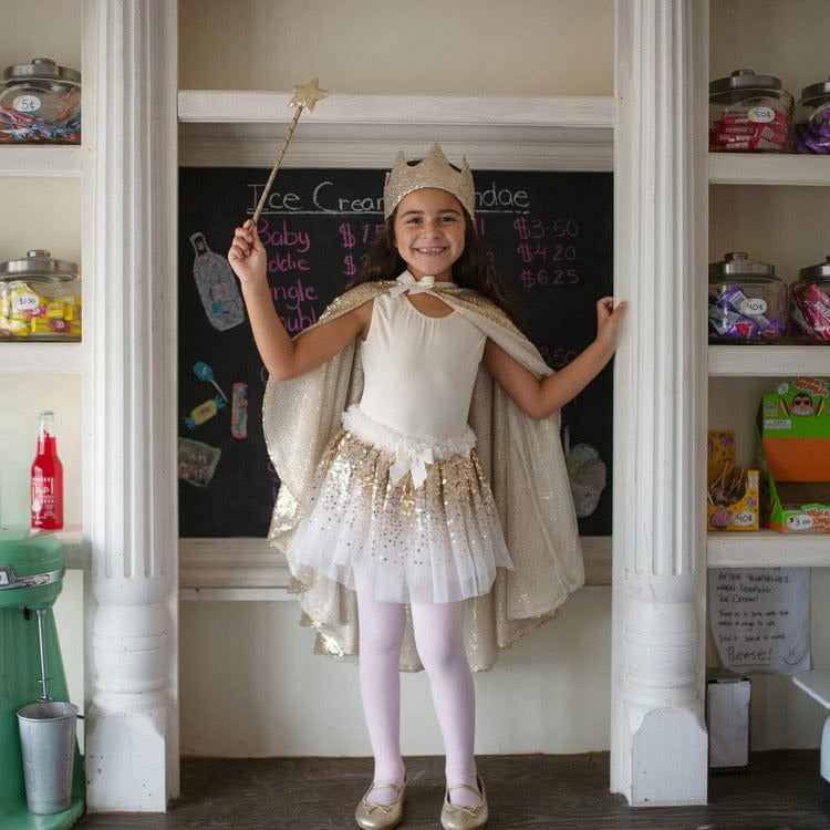 Great Pretenders - Gracious Gold Sequins Skirt, Wings, & Wand, Size 4-6 - Dress up