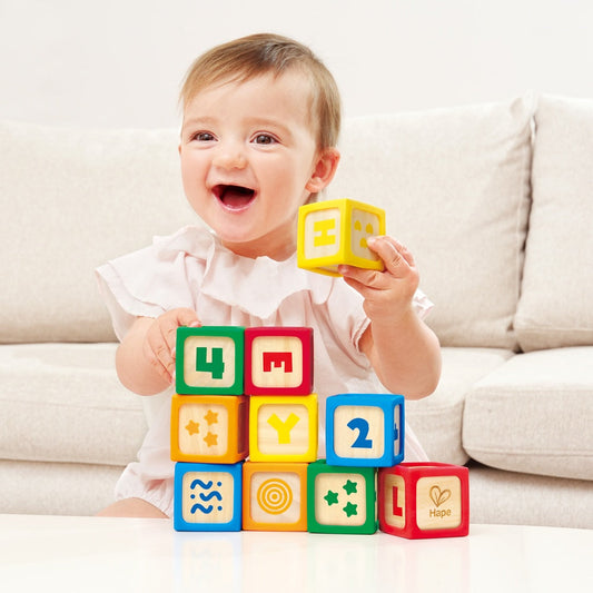 Hape - Grip-n-Stack Silicone & Wood Blocks - Preschool