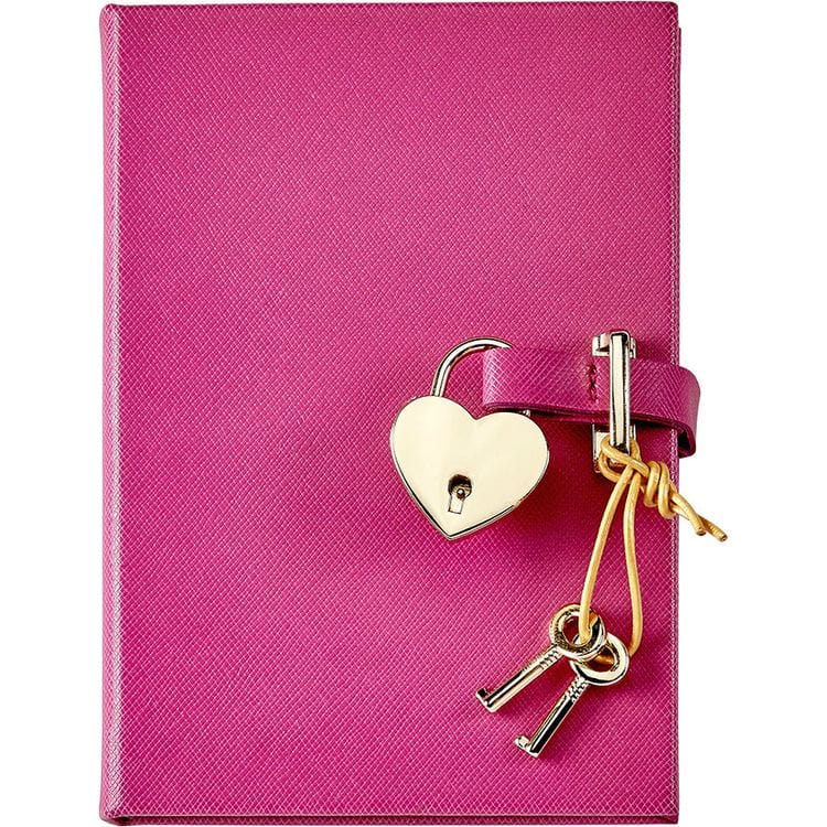 Graphic Image - Heart Lock Journal in Pink Saffiano Leather - Books