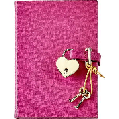 Graphic Image - Heart Lock Journal in Pink Saffiano Leather - Books