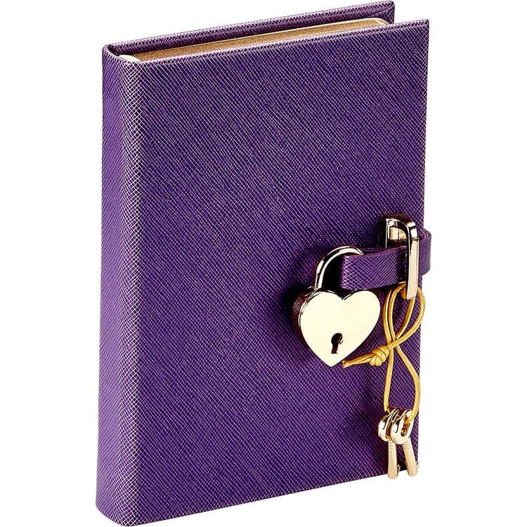 Graphic Image - Heart Lock Journal in Purple Saffiano Leather - Books