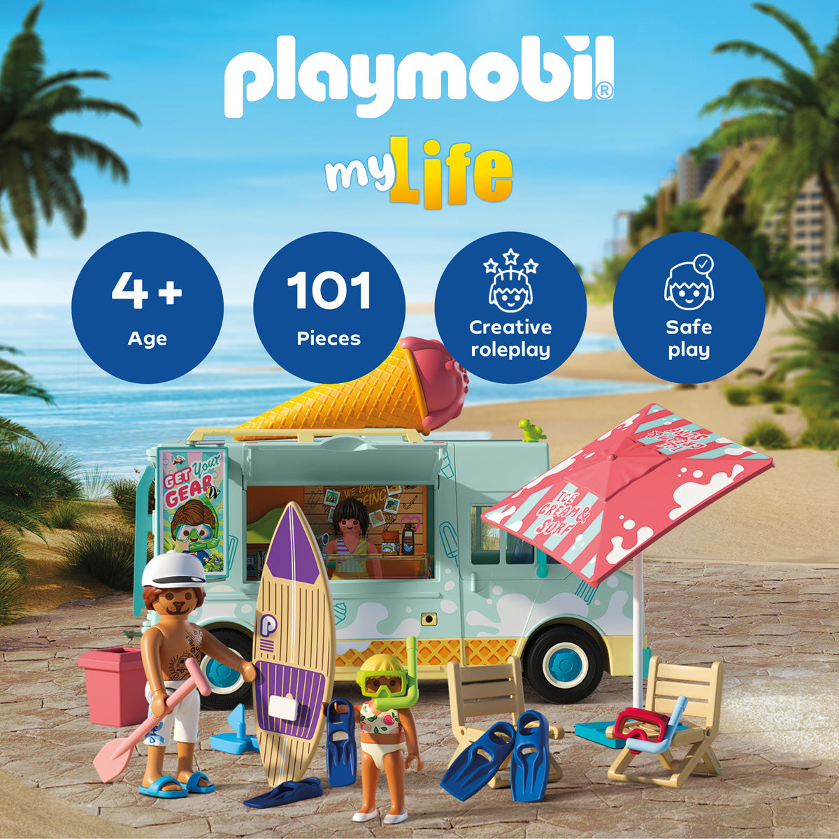Playmobil - Ice Cream Truck with Surf Shop Playset - Preschool