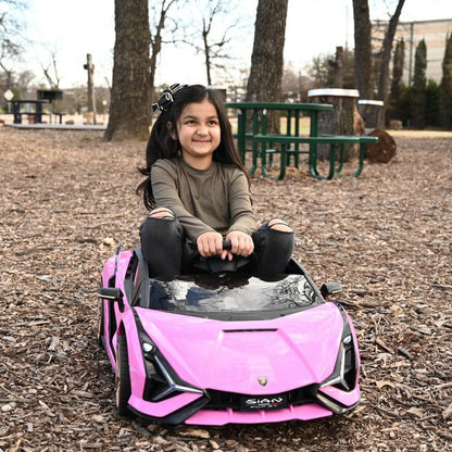 Best Ride on Cars - Lamborghini Sian 12V Ride On Car - Pink - Outdoor