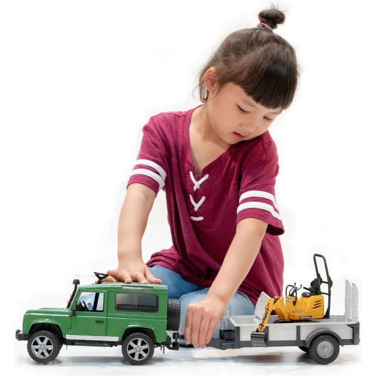 Bruder - Land Rover with Trailer, Worker & JCB Excavator - Vehicles